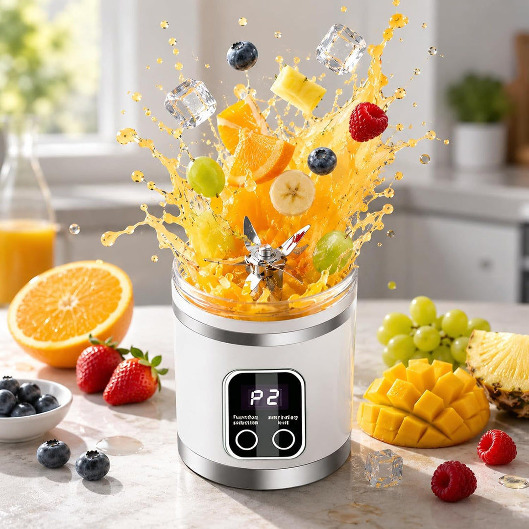 Tragbarer Mixer 450ml, wiederaufladbarer Mini-Standmixer mit LED-Display und 12 Klingen, kompakter S