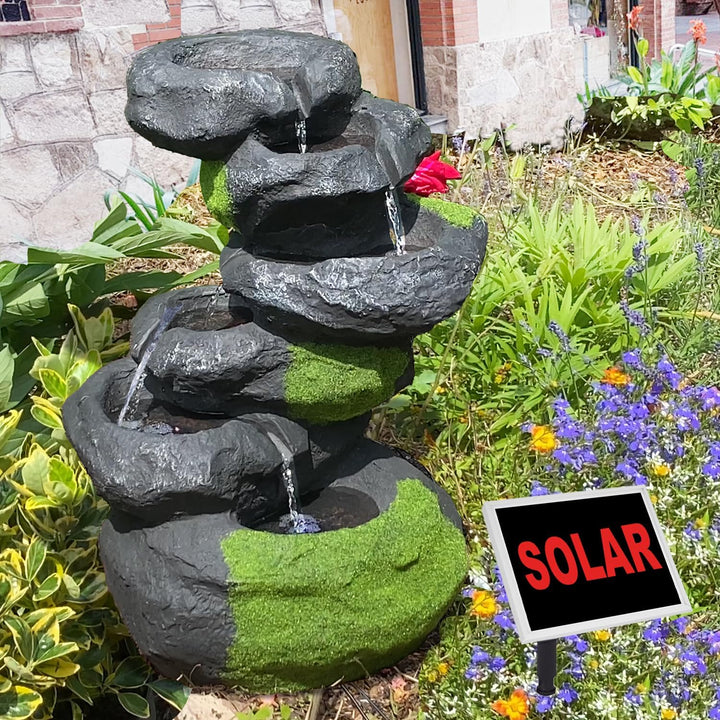 Gartenbrunnen Brunnen Zierbrunnen Zimmerbrunnen mit Beleuchtung Wasserfall Wasserspiel für Garten, G