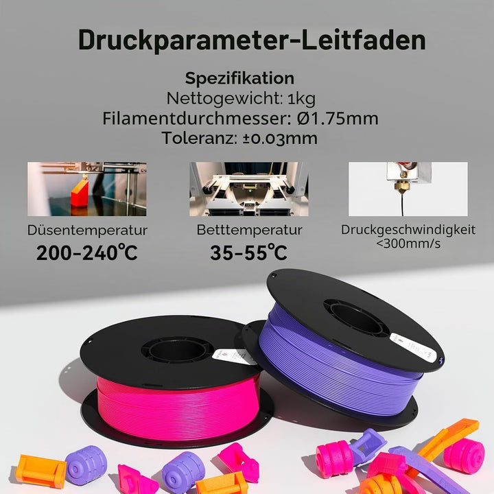 kexcelled PLA Braun Filament 1,75mm Zähigkeit Erhöhen Hochpräzises Lebendige Farben 1kg Spule 3D Dru