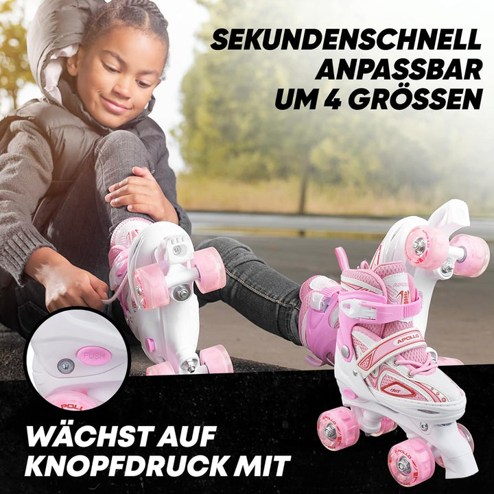 Apollo Super Quad X Pro | verstellbare Rollschuhe für Kinder | komfortable, grössenverstellbare LED