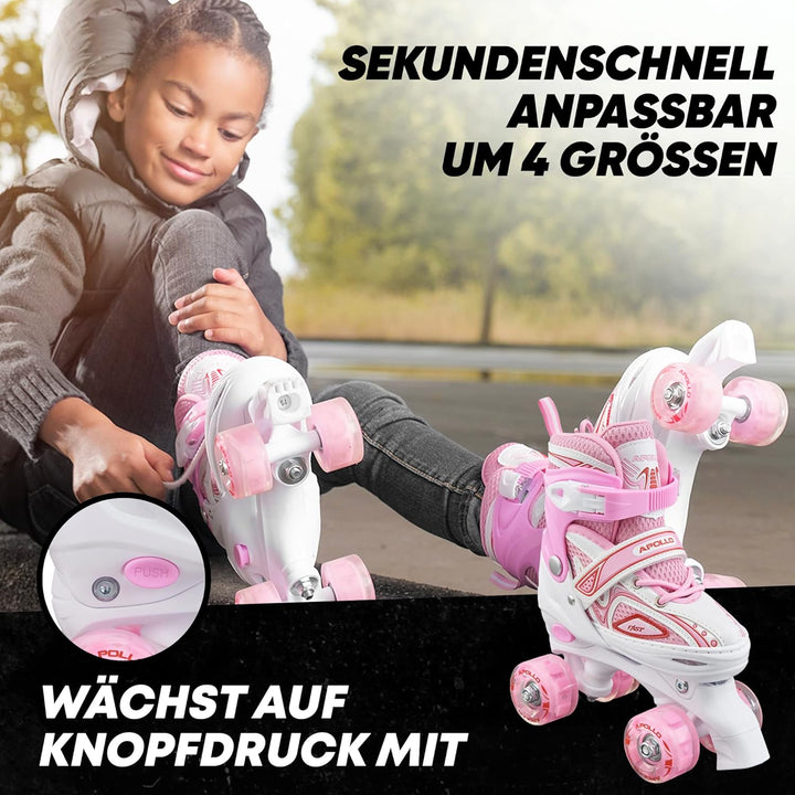 Apollo Super Quad X Pro | verstellbare Rollschuhe für Kinder | komfortable, grössenverstellbare LED