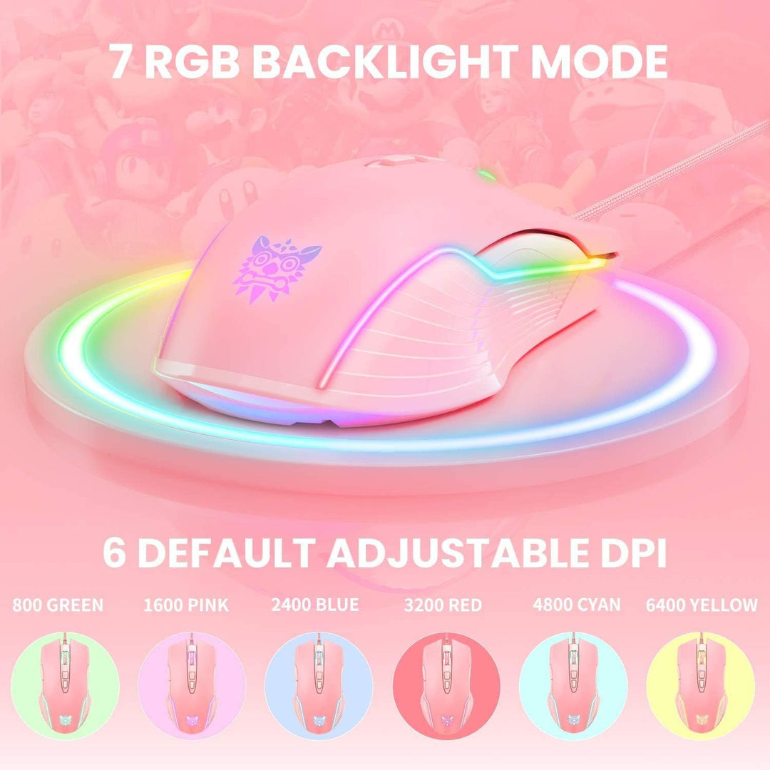 RGB Gaming-Maus, kabelgebunden, 6 einstellbare DPI bis zu 6400, ergonomische Gamer Laptop PC Maus mi
