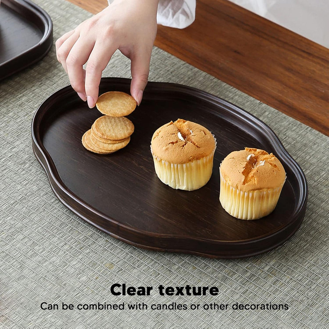 Strukturiertes Teetablett, Elegante Walnussfarbe, multifunktionales Couchtischtablett für den Gästee