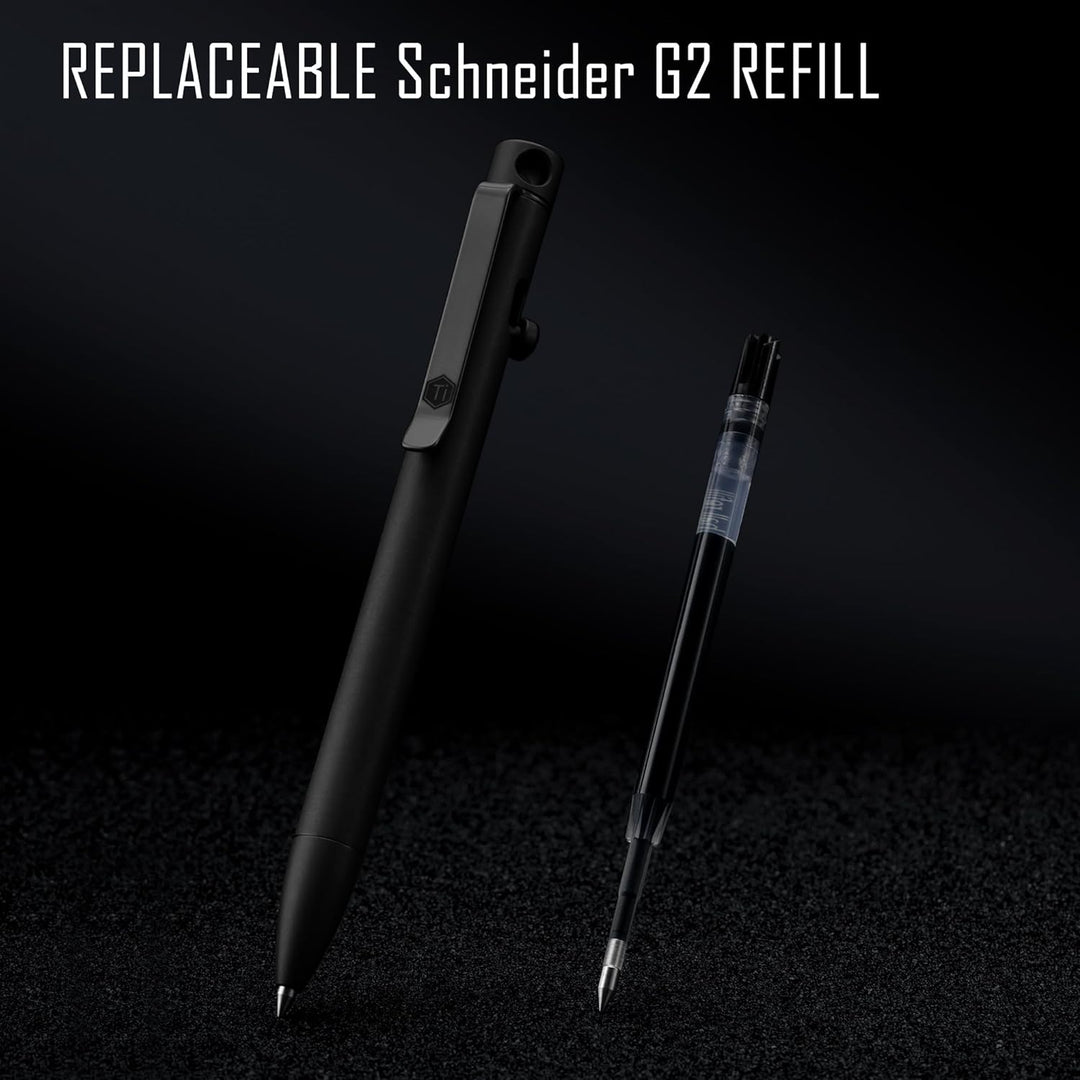 KeyUnity KP01BK Bolt Action Pen mit Clip, EDC-Taschenstift aus Titanlegierung, einziehbarer Metallku