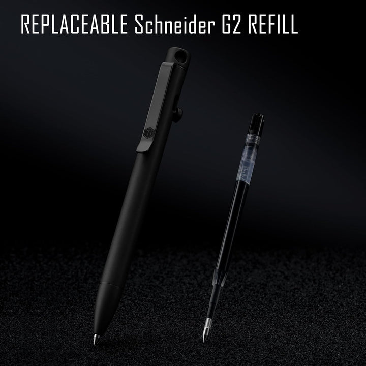 KeyUnity KP01BK Bolt Action Pen mit Clip, EDC-Taschenstift aus Titanlegierung, einziehbarer Metallku