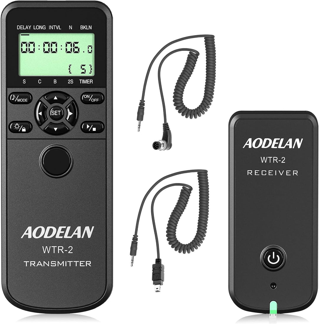 AODELAN WTR2 Kabelloser Fernauslöser Timer für Nikon D5300, D850, D810, D700, D500, D4, D5, D4s, D31