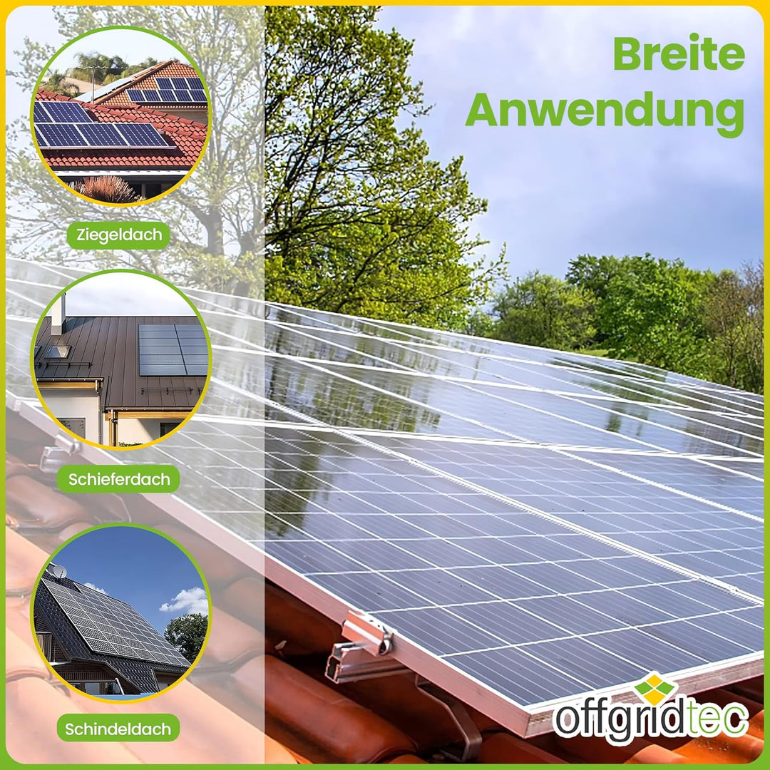 10 Stk. Offgridtec© Edelstahl Dachhaken 3-fach verstellbar Dachziegel Frankfurter Pfanne, 10 Stk.