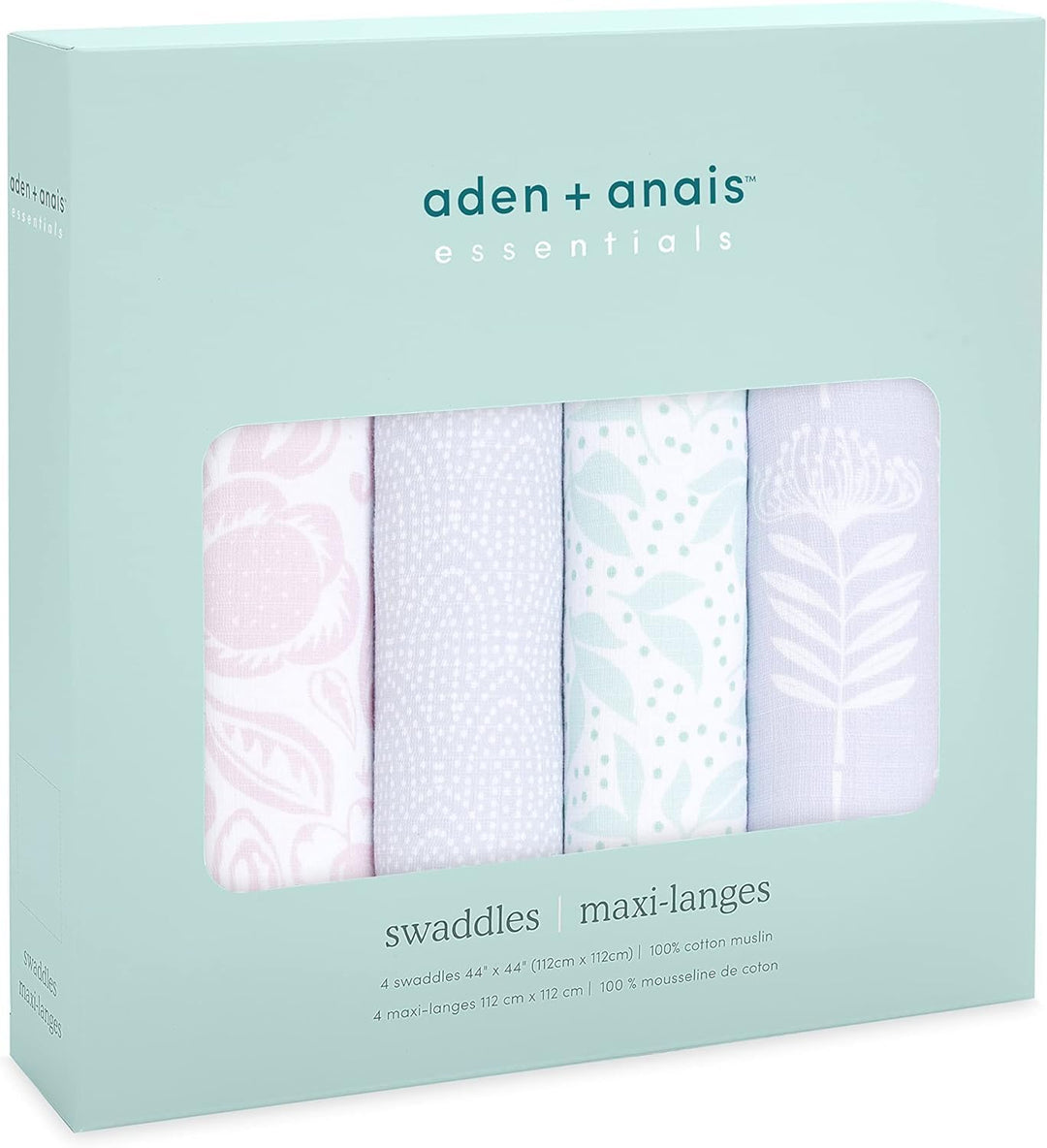 aden + anais Pastell Swaddle Decke - Pack von 4 | Grosse 100% atmungsaktive Musselin -Baumwoll -Schn