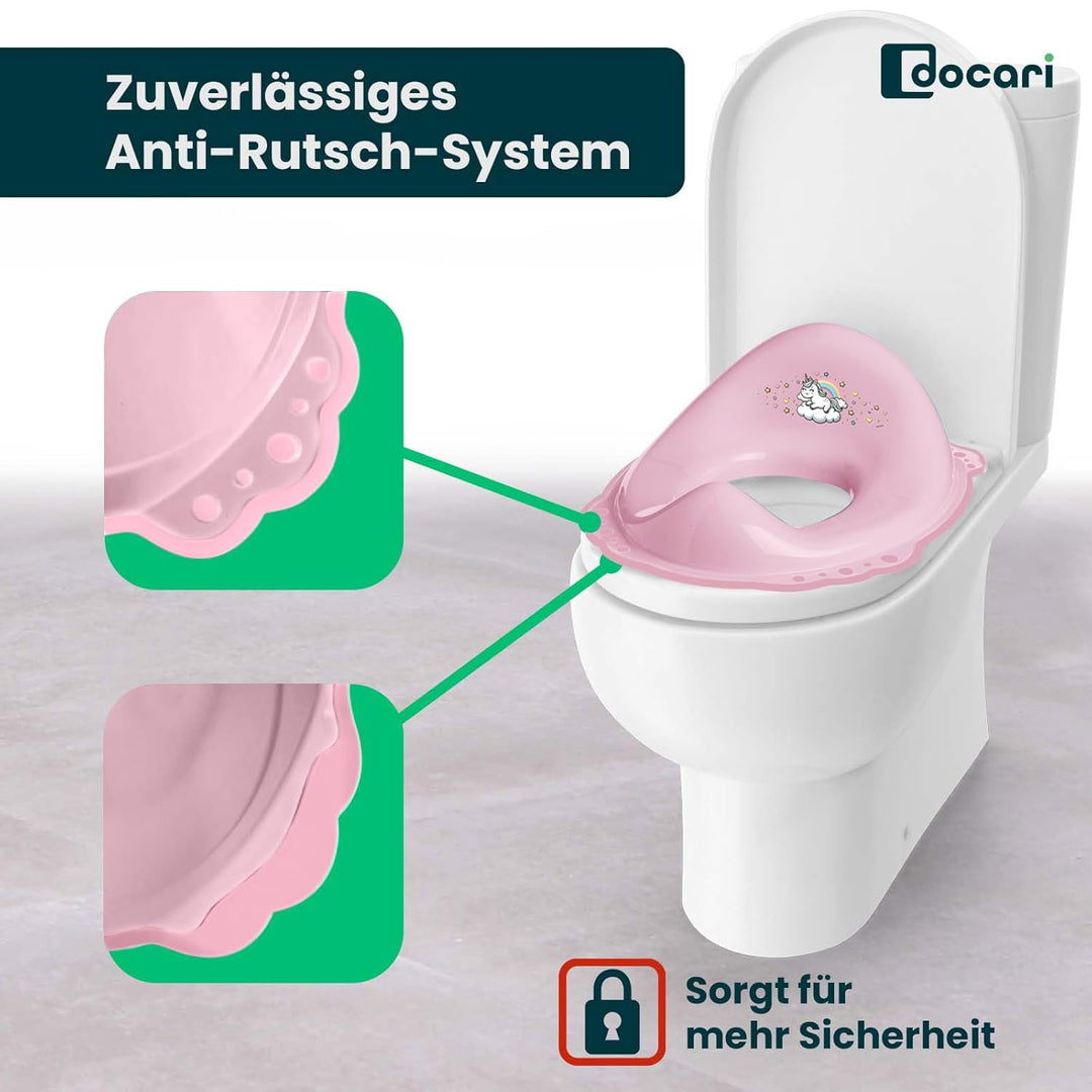 Toilettentrainer mit Treppe als Set Einhorn pink - Toilettensitz Kinder und Tritthocker Kinder - Toi