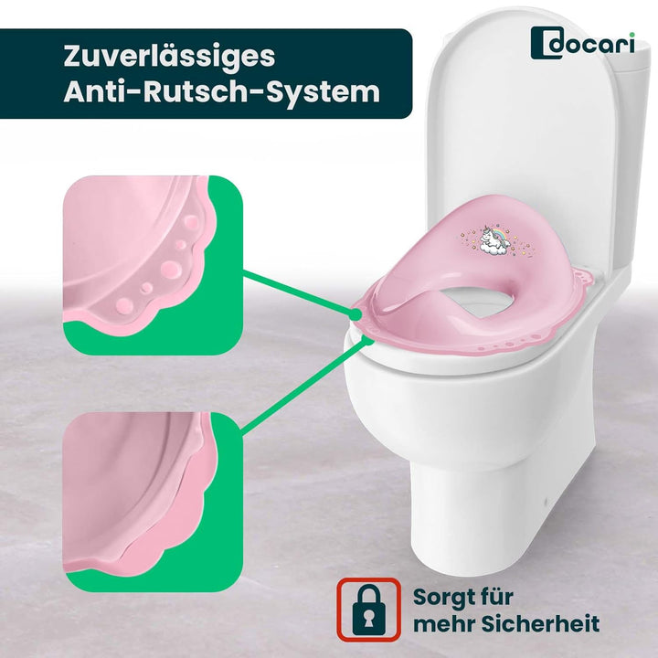 Toilettentrainer mit Treppe als Set Einhorn pink - Toilettensitz Kinder und Tritthocker Kinder - Toi