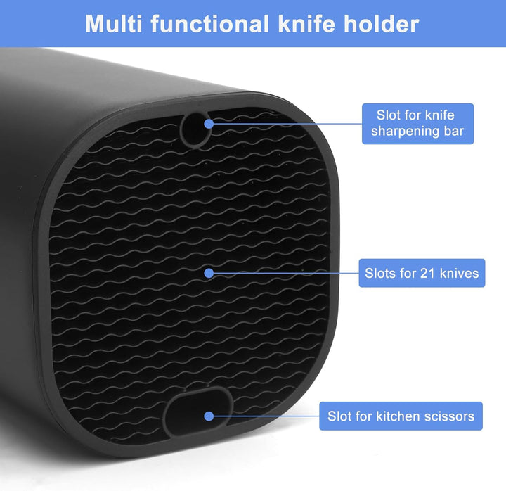 Universal Messerblock Ohne Messer Knife Holder mit 21 Schlitzen, Abflussdesign Abnehmbarer Messerhal