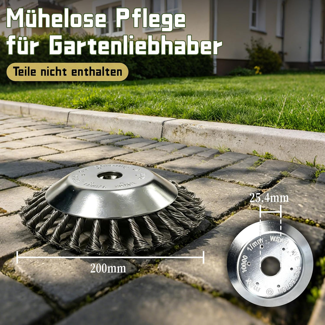 JKKLCC 200mm Unkrautbürste Freischneider mit 25.4mm Bohrung,Profi Trimmer Wildkrautbürste für Stihl