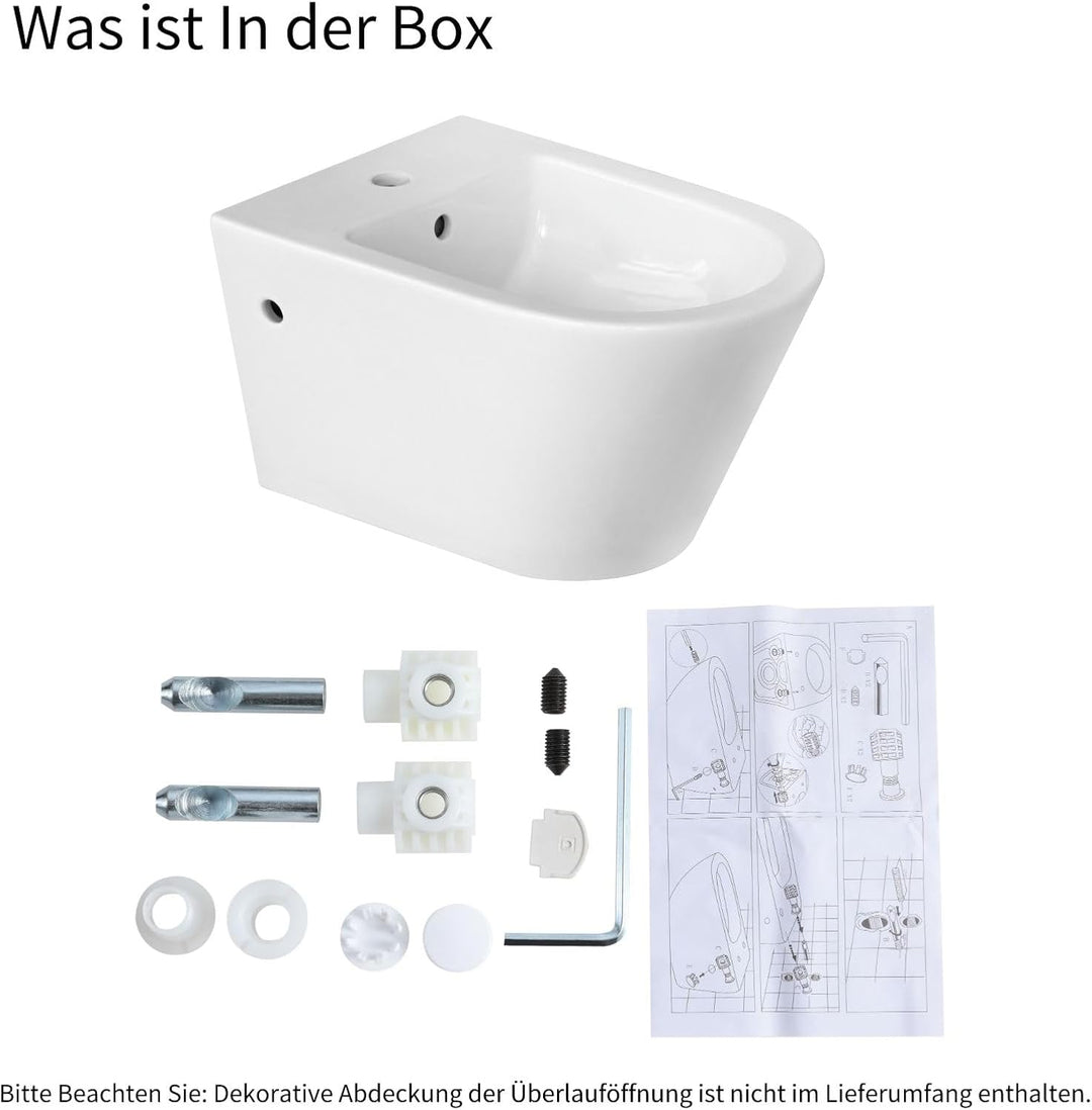 Hänge-Bidet mit Nano-Beschichtung - Wand-Bidet aus Keramik mit Hahnloch und Überlaufschutz - Dusche