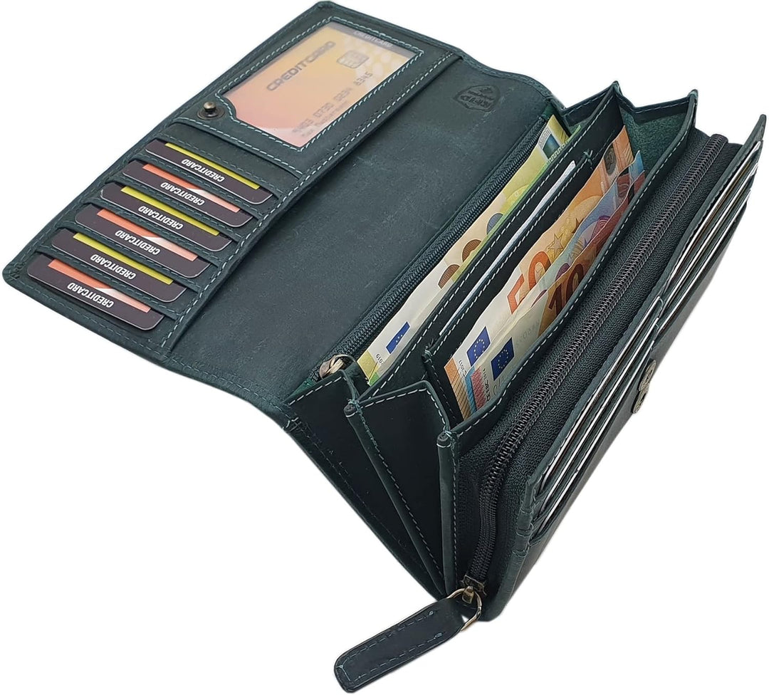 myledershop Grosse Vollrindleder Damen Geldbörse / Geldbeutel / Portemonnaie / Geldtasche / Portmone