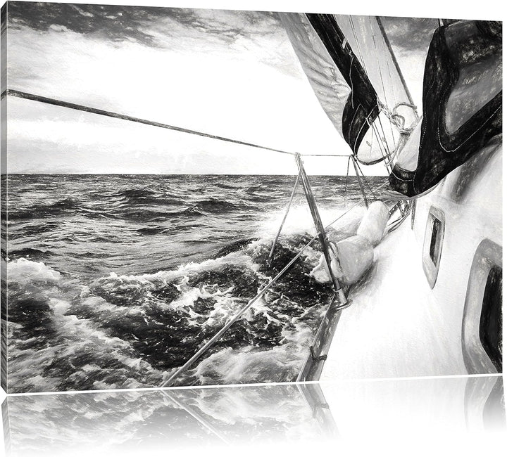 Pixxprint Die weissen Segel der Yacht Kunst als Leinwandbild/Grösse: 100x70 cm/Wandbild/Kunstdruck/f