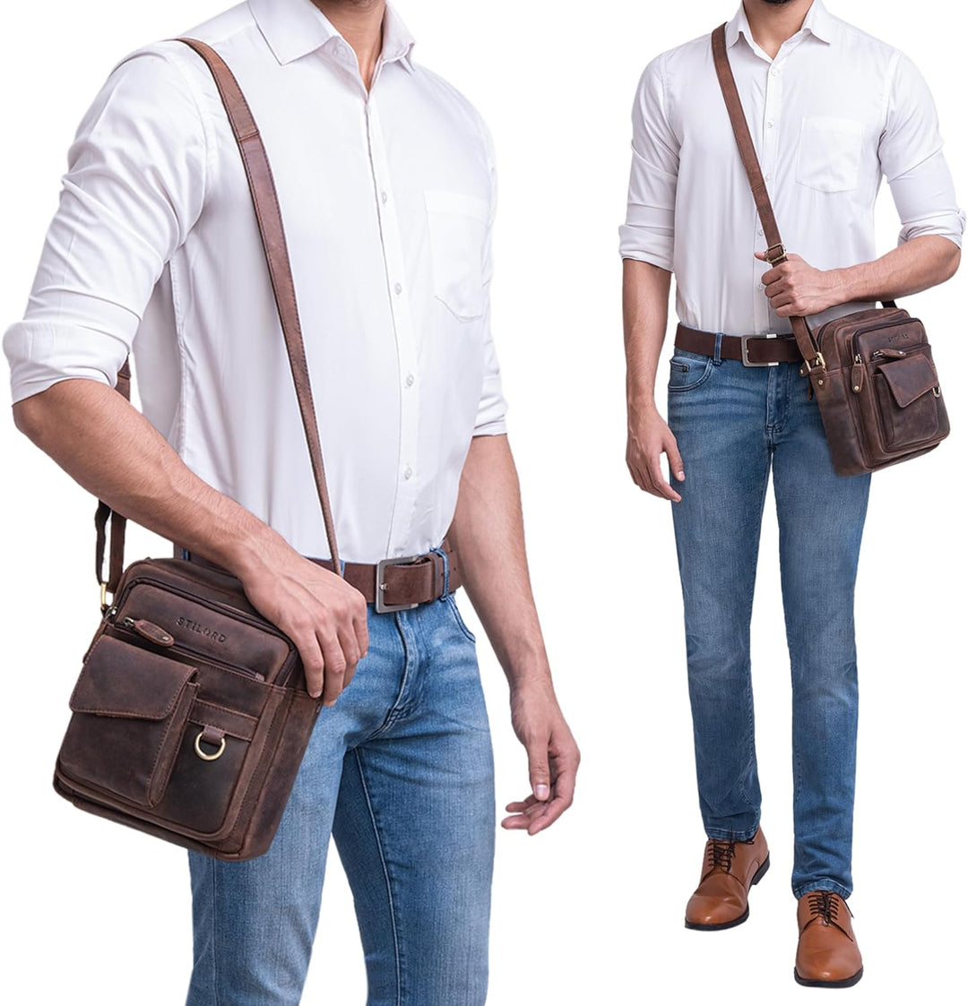 STILORD Ryan Crossbody Tasche Herren Leder Kleine Herrentasche zum Umhängen Vintage Ledertasche 9,7