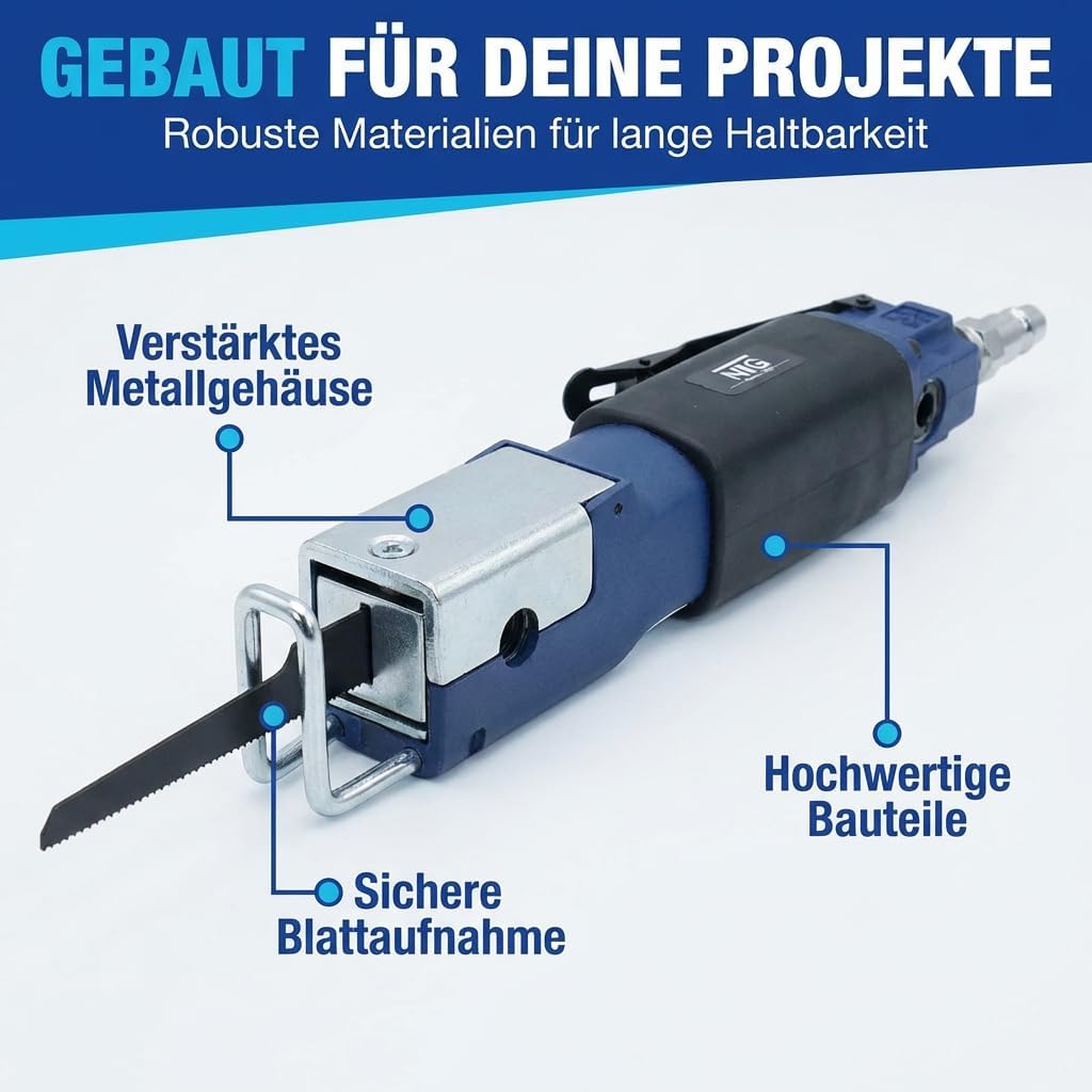 Druckluft Karosseriesäge Druckluftsäge Blechsäge Säge Stichsäge Blechschneider gummierter Griff 1/4"
