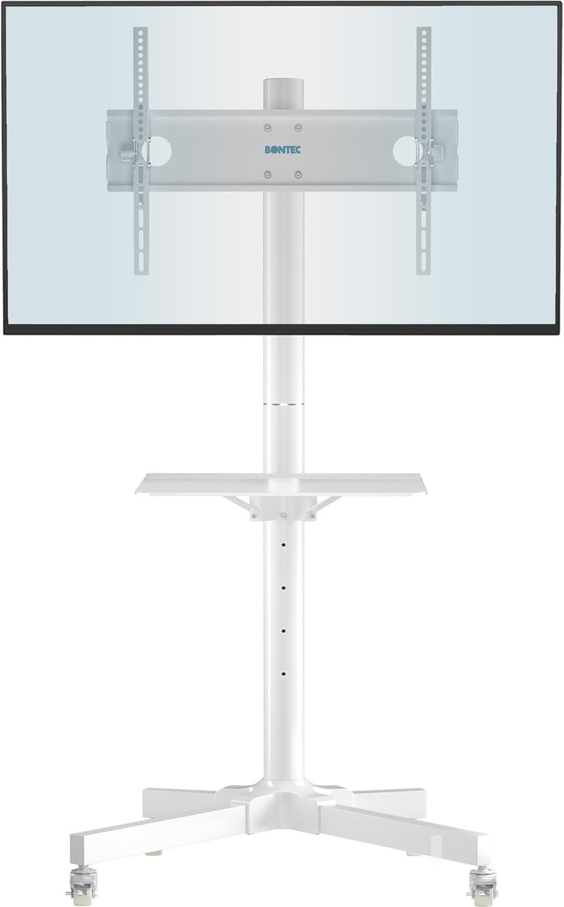 BONTEC Mobiler TV Ständer auf Rollen für 23-60 Zoll Plasma/LCD/LED Fernseher, Tragbarer TV Ständer m