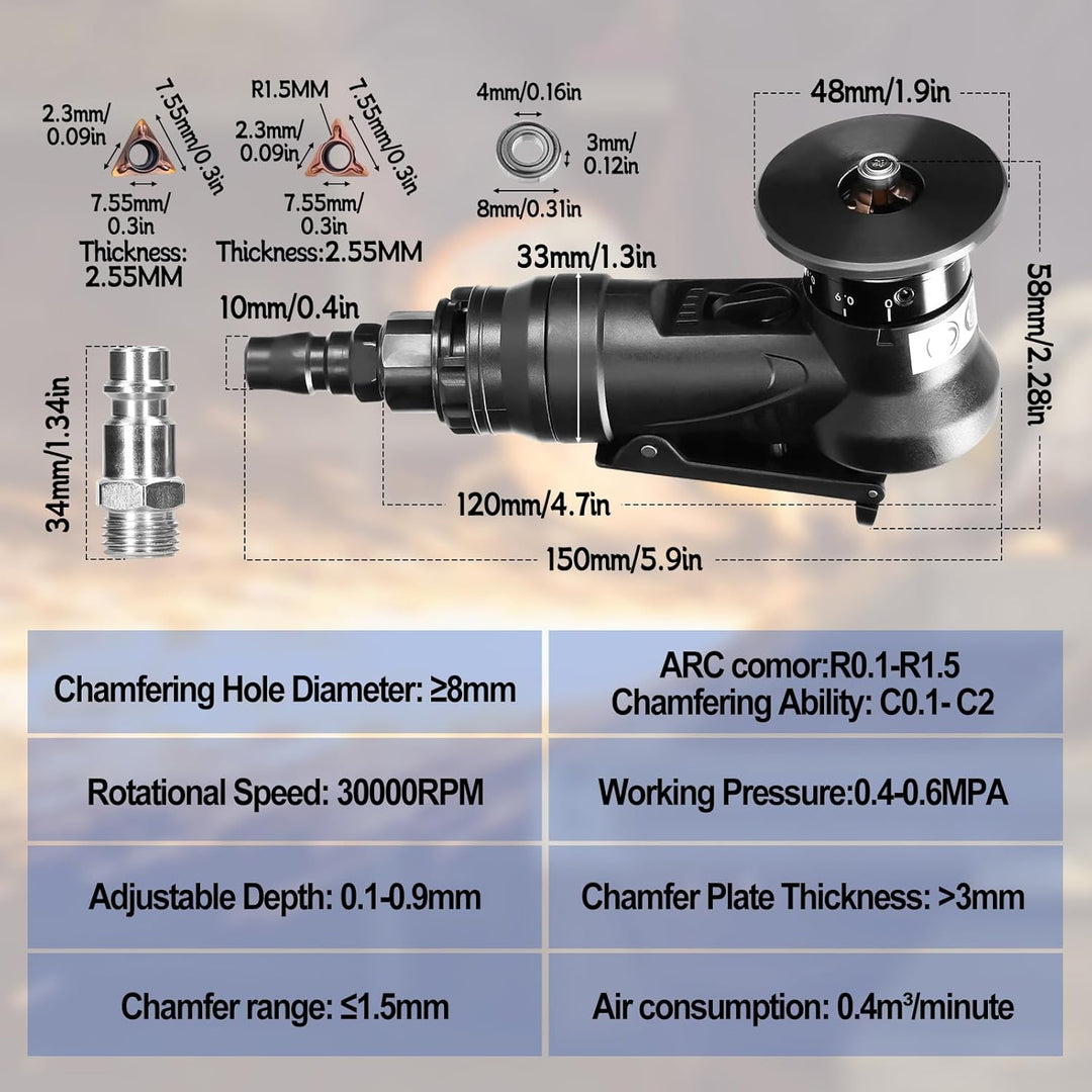 Mini Pneumatische Anfasmaschine Handheld 30000 U/min 45° Arc Burr Trimming Pneumatische Fasenmaschin