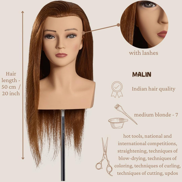 L'IMAGE Malin mit 50cm Echthaar, mittelblond, mit Wimpern