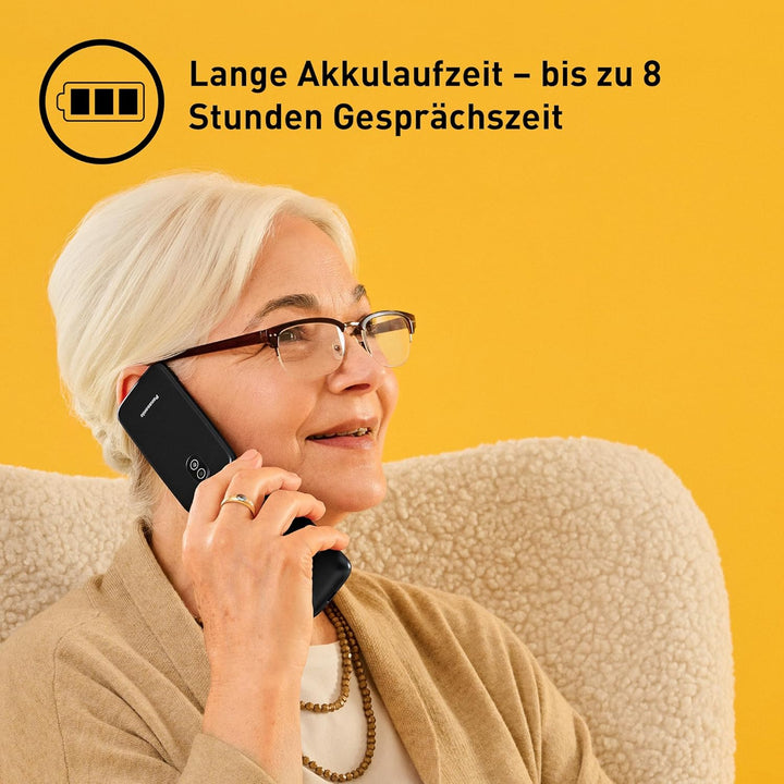 Panasonic KX-TU410 2,4 Zoll 4G Klapphandy, SOS-Taste, Bluetooth 5.0, HAC, Freisprechen, IP44, Schwar