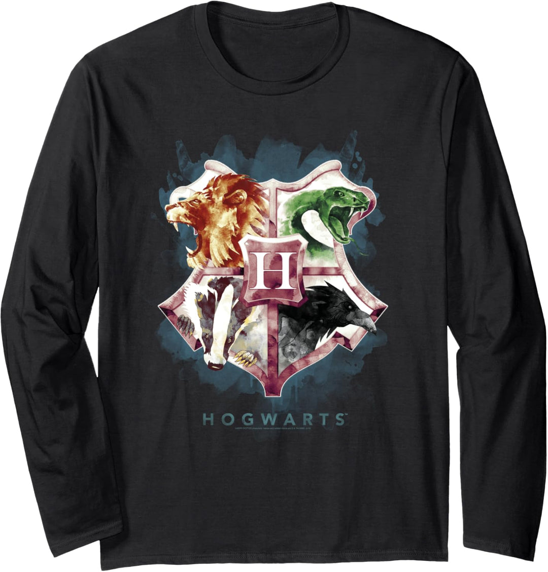 Harry Potter Hogwarts Crest Watercolor Langarmshirt