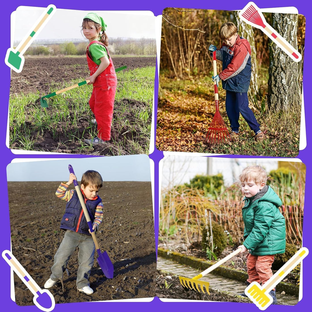 LATERN 6 Stück Kinder Gartenwerkzeug Set, 71CM Metall Gartenwerkzeuge Gross Schaufel Rechen Hacke La