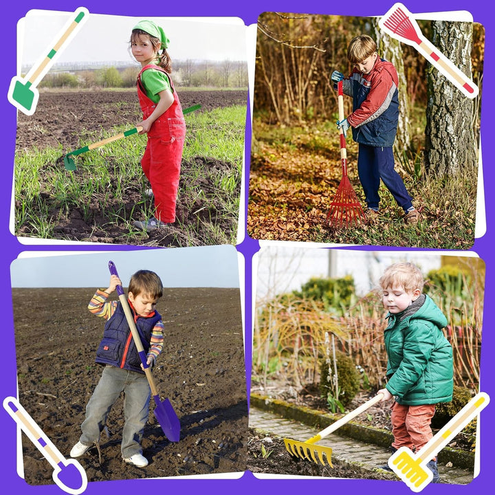 LATERN 6 Stück Kinder Gartenwerkzeug Set, 71CM Metall Gartenwerkzeuge Gross Schaufel Rechen Hacke La