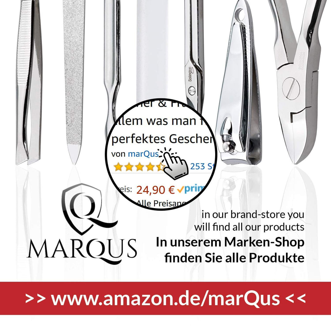 marQus Solingen Mega Maniküre Pediküre Set 12 Teile - Nageletui für Herren und Damen mit allem was m