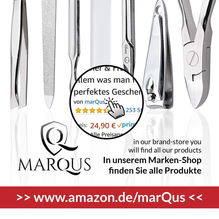 marQus Solingen Mega Maniküre Pediküre Set 12 Teile - Nageletui für Herren und Damen mit allem was m