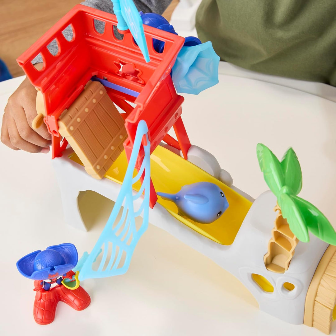 Marvel Spidey und Seine Super-Freunde – Water-Webs Spidey Insel Spielset mit Falltür, Rutsche, Netzk