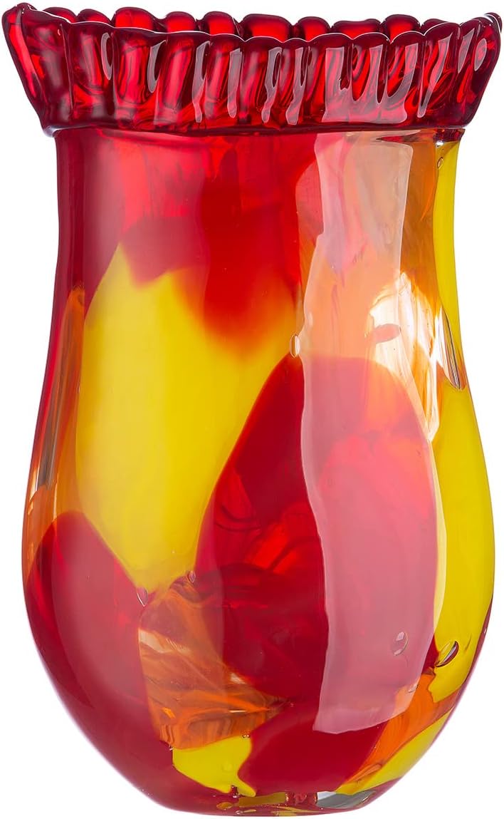 Glas Art Vase Dekovase Gesichtsvase - Deko Wohnzimmer - Geschenk für Frauen Geburtstag - Farbe: rot