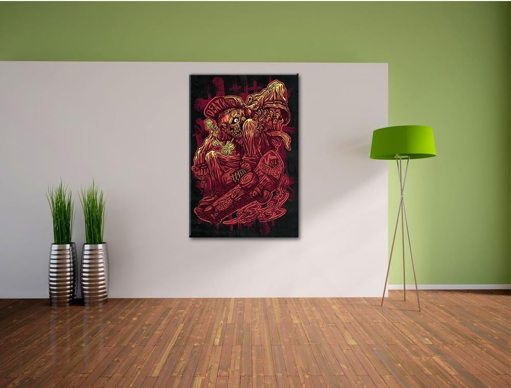 Pixxprint Deadly Skate Black Bild auf Leinwand, XXL riesige Bilder fertig gerahmt mit Keilrahmen, Ku