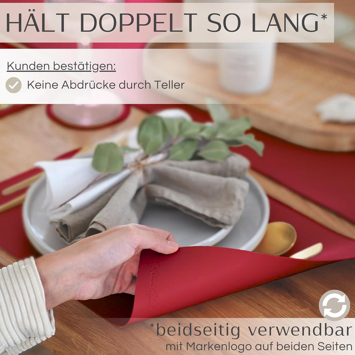 Mahewa® 6er Set Premium Tischset aus Kunstleder - Platzset abwaschbar und wasserdicht - Platzdeckche