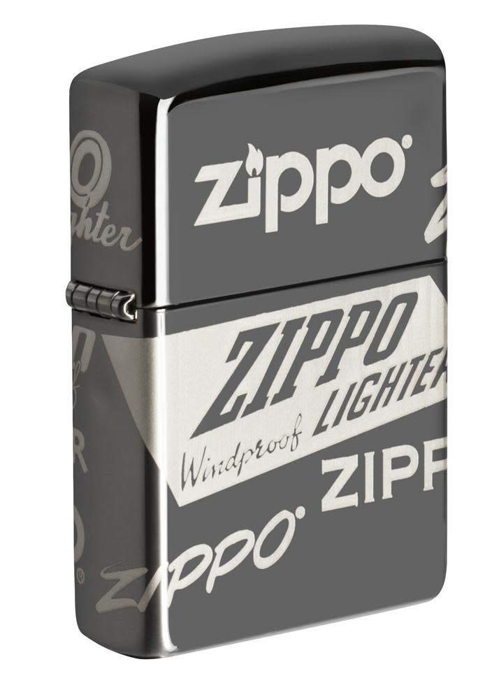 Zippo 49051 – Zippo Logo Design - Black Ice – Sturmfeuerzeug, nachfüllbar, in hochwertiger Geschenkb