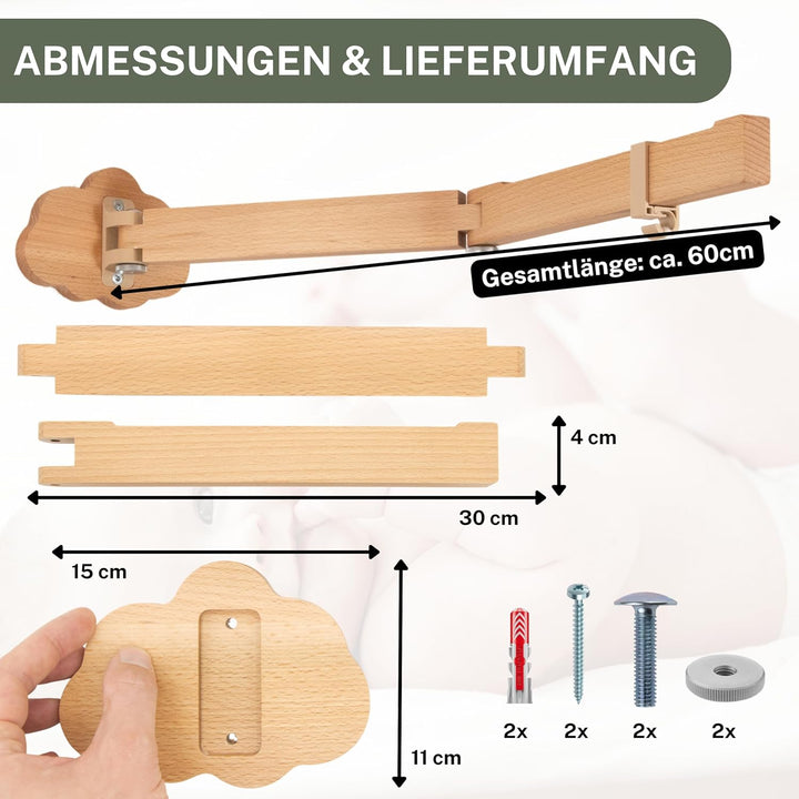 ASTREIN® | Mobile Baby | Baby Mobile Halterung Wand | Baby Mobiles Holz | Mobile Halterung Wickeltis