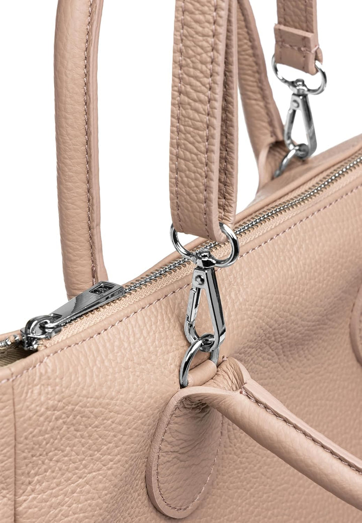 Caspar TL812 klassisch elegante Damen Leder Handtasche Einheitsgrösse Rosa, Einheitsgrösse Rosa