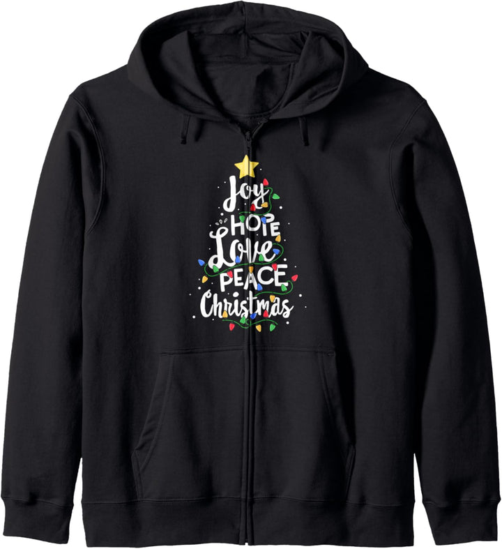 Joy Hope Love Peace Christmas Tree Red Buffalo Plaid Xmas Kapuzenjacke
