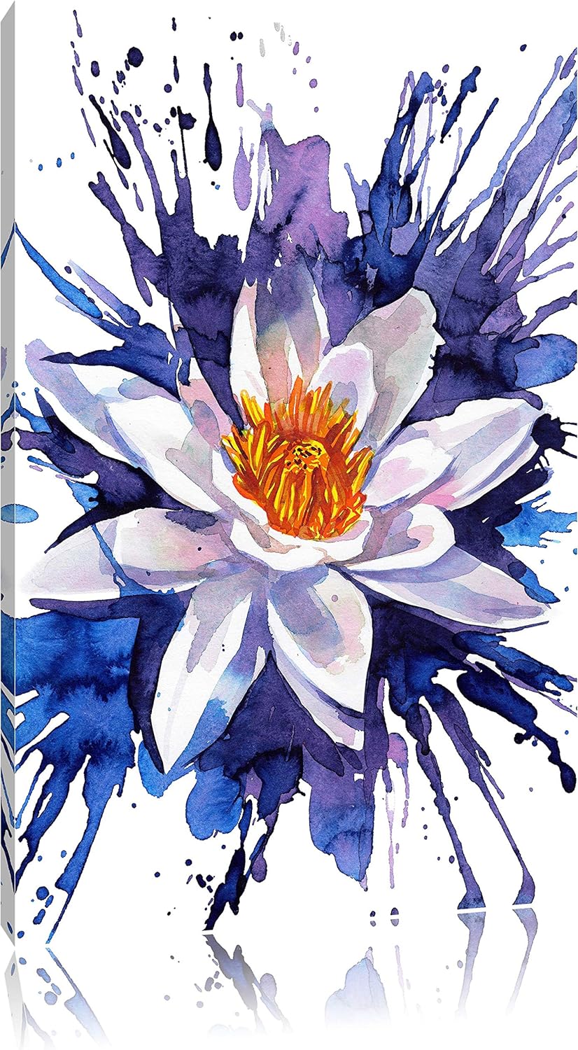schönes Gemälde einer Seerose Kunst Format: 100x70 auf Leinwand, XXL riesige Bilder fertig gerahmt m