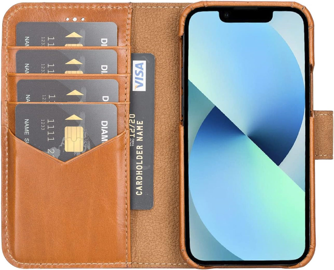 Solo Pelle Lederhülle kompatibel für iPhone 13 Mini in 5.4 Zoll abnehmbare Hülle (2in1) inkl. Karten