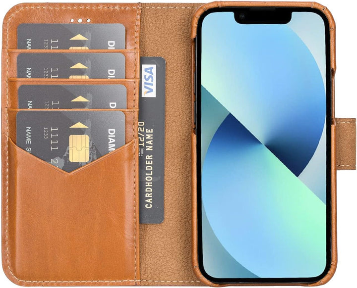 Solo Pelle Lederhülle kompatibel für iPhone 13 Mini in 5.4 Zoll abnehmbare Hülle (2in1) inkl. Karten