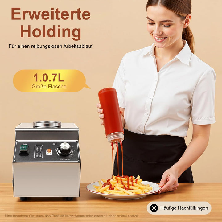 Sossenwärmer 1/3 Flaschen Saucenwärmer Temperaturgesteuert 30-85 °C Sossenwärmer mit 680ml Quetschfl