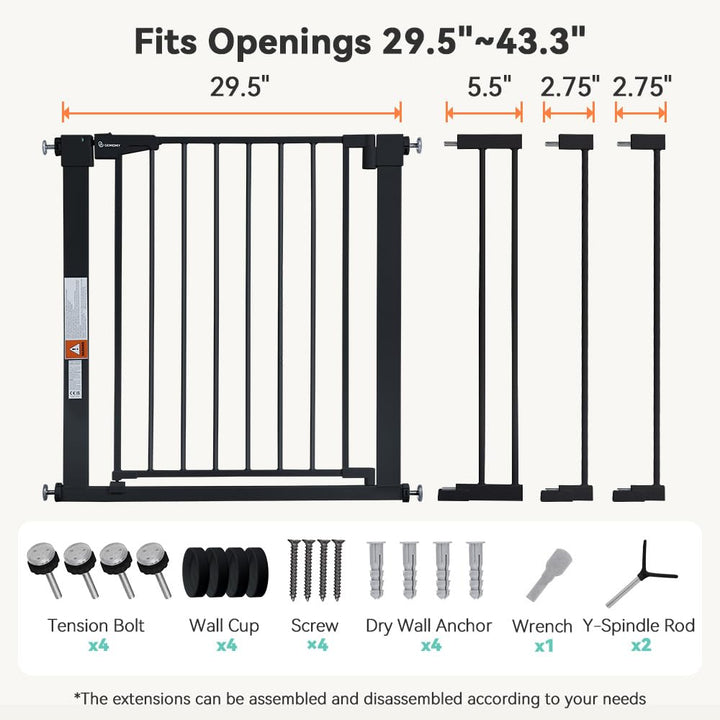 COMOMY 75 – 110 cm Sicherheitsbarriere für Kinder, Sicherheitsbarriere für Hunde, automatisches Schl