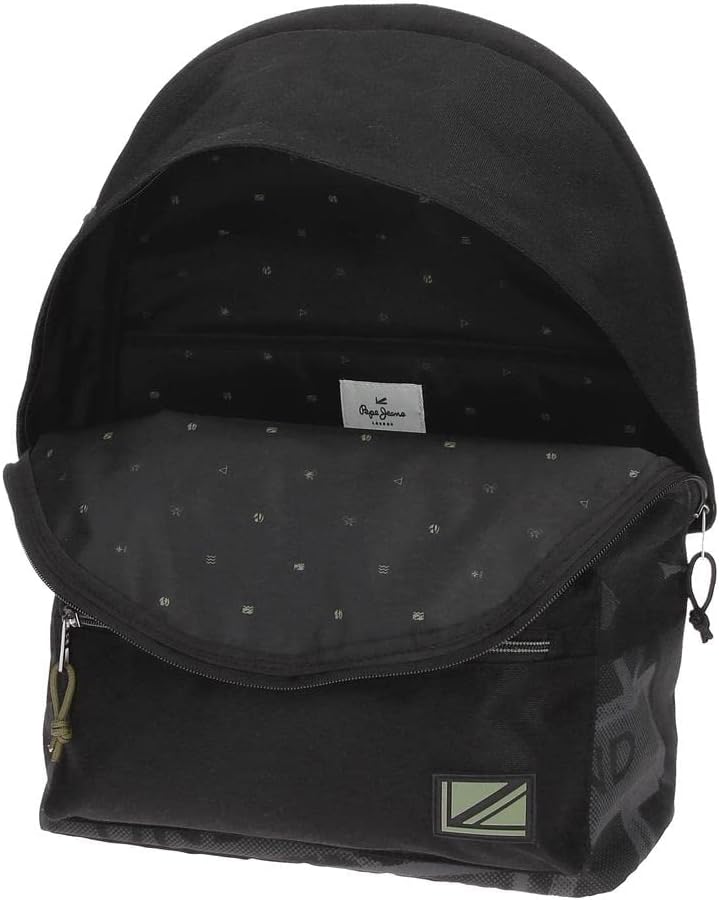 Pepe Jeans Davis Rucksack für Laptop, Doppelfach, anpassbar, 15,6 Zoll, Schwarz, 31 x 44 x 17,5 cm,