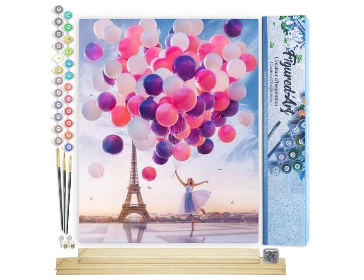 Figured'Art Malen Nach Zahlen Erwachsene Mit Rahmen Luftballons in Paris - Paint by Numbers Basteln