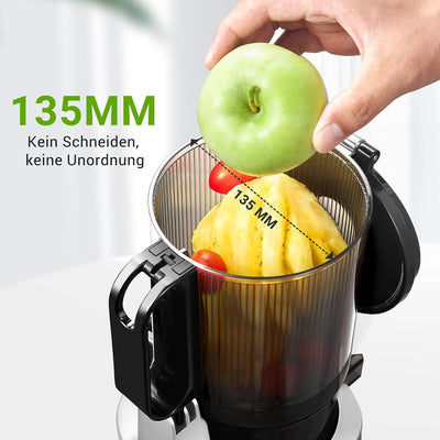 AMZCHEF Automatischer All-in-One Entsafter, 135MM Öffnung und 1,8L Entsafter für Gemüse und Obst, 25