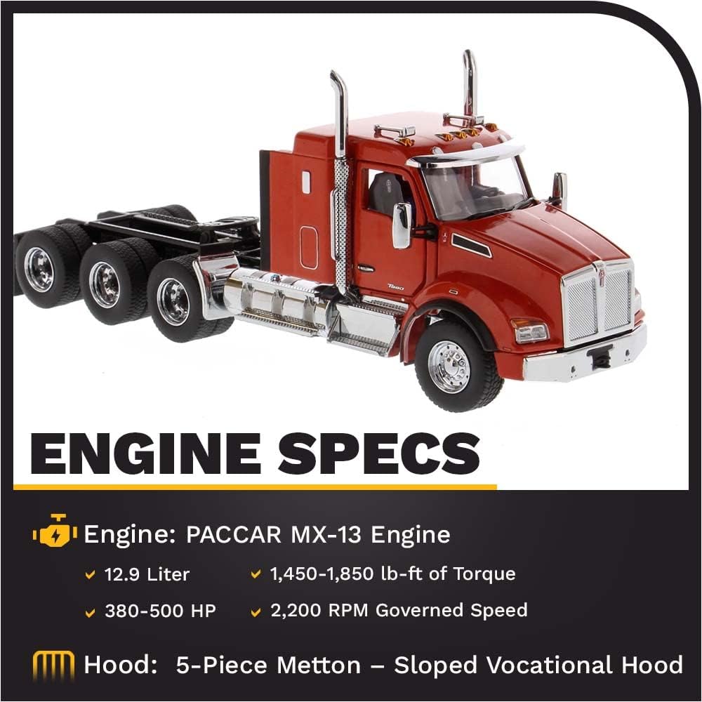 Diecast Masters Kenworth T880 SBFA Pusher-Axle Tandem Tractor - Red