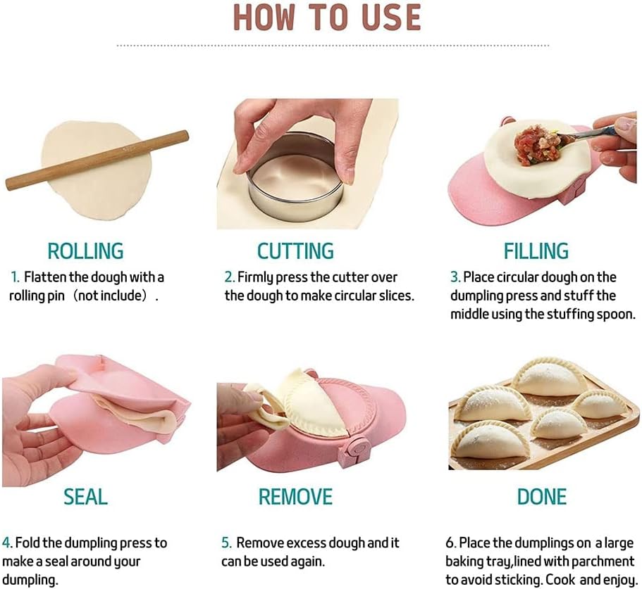 berjalan Dumpling Maker, Dumpling Dough Press Form Set mit Ringschneider und StopflöFfel, KüChenhelf