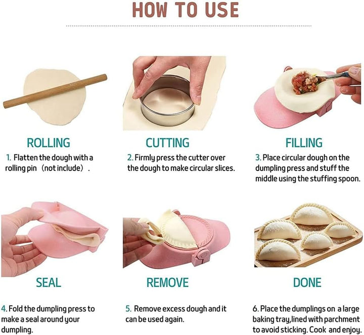 berjalan Dumpling Maker, Dumpling Dough Press Form Set mit Ringschneider und StopflöFfel, KüChenhelf