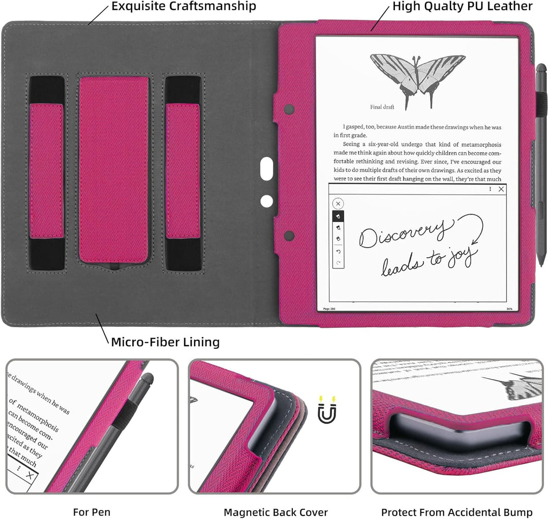 WALNEW Hülle für 10,2 Zoll Kindle Scribe 2024/2022, Kickstand Schutzhülle mit Zwei Handschlaufe, Sti